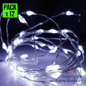 LUZ ALAMBRE BLANCA CON BATERIA LED 2 MTS (PACK x 12 unid.)